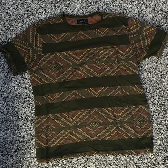 Roark 100% Organic Cotton Green Patterned Shirt with front pocket. Size L. - Picture 3 of 8